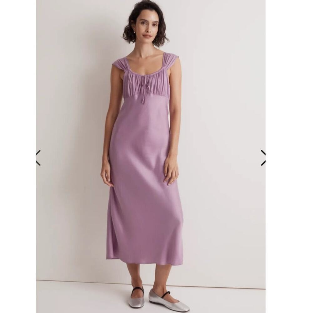 Madewell Jada Dress Square-Neck Midi Dress in Lilac Size 0 NWT